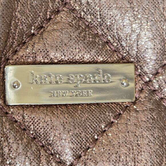Kate Spade Gold Coast Maryann Quilted Leather Bronze Gold Purse Bag Gold 16x10x5 - Picture 3 of 8